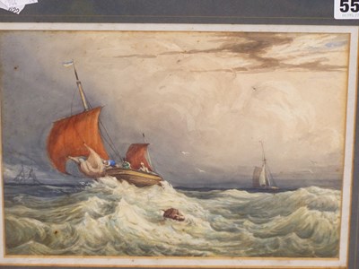 Lot 555 - 19th C. English school. Caught in a squall....