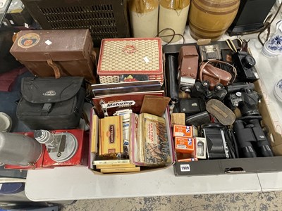 Lot 1909 - Cameras, binoculars, a microscope, a sewing...