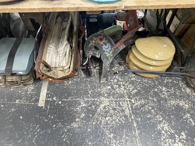 Lot 1923 - Two vintage electric fires, a scooter, a pram,...