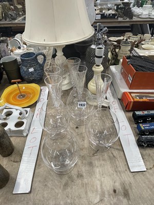 Lot 1932 - Champagne flutes, brandy balloons, two table...