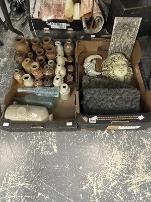 Lot 1936 - Stoneware bottles, wall plaques and two...