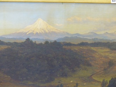 Lot 572 - 19th century school. Snow-capped mountain in...