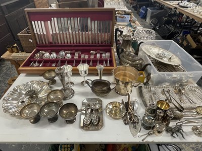 Lot 1967 - A canteen and other electroplate cutlery, a...