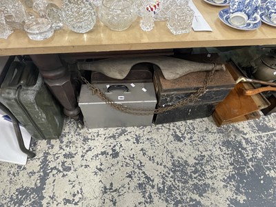 Lot 1984 - Metal boxes, a jerry can, a wooden yoke,...