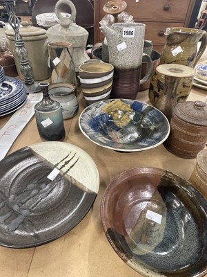 Lot 1986 - A collection of studio pottery vases jugs and...