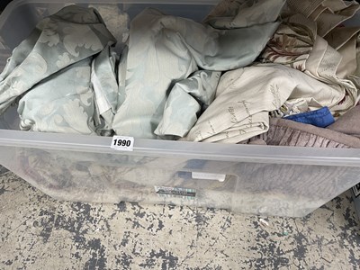 Lot 1990 - Turquoise damask and other pairs of curtains