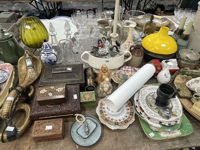 Lot 1999 - A gilt snake form wall light, decanters, a...