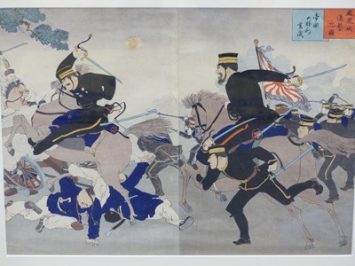 Lot 804 - A double Japanese woodblock print of the...