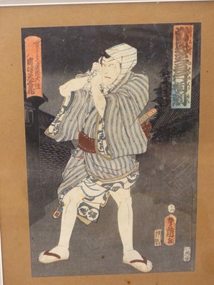 Lot 814 - Kunisada: four Japanese woodblock prints, one...