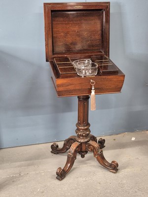 Lot 833 - A 19th century rosewood teapoy, the lid...