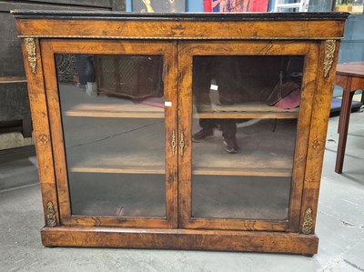 Lot 836 - A Victorian walnut side cabinet, the top with...