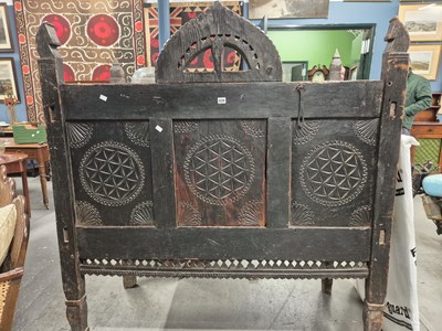 Lot 839 - A 19th century folk art stained pine cabinet,...