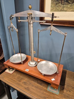 Lot 844 - An Oertling aluminium balance scale, the pans...