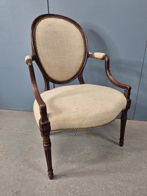 Lot 854 - A 19th century mahogany show frame elbow chair...