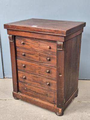 Lot 857 - A mahogany collectors chest, the five drawers...