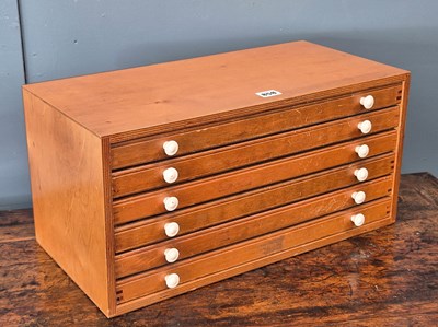 Lot 858 - A plywood coin collectors chest of six fitted...