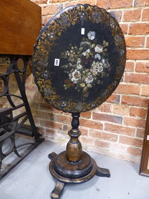 Lot 880 - A Victorian papier mache inlaid with mother of...
