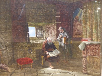Lot 531 - 19th century school. Two monks studying with...