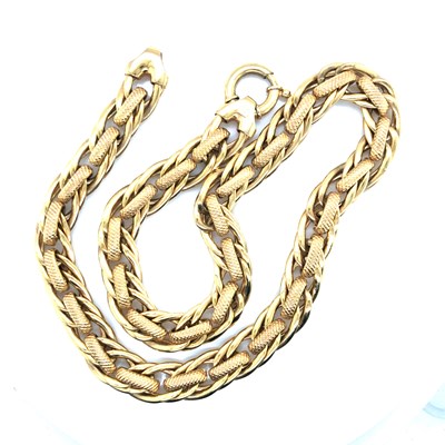 Lot 14 - An Italian-made 9ct-made fancy link neck chain....