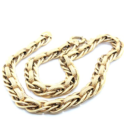 Lot 14 - An Italian-made 9ct-made fancy link neck chain....