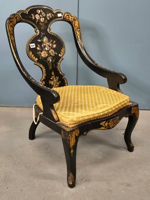 Lot 906 - A 19th century papier mache inlaid with mother...