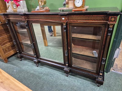 Lot 907 - A late Victorian yew wood banded ebony side...