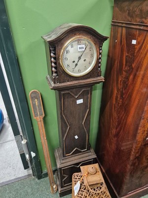 Lot 909 - A 20th century oak cased grandmother clock...