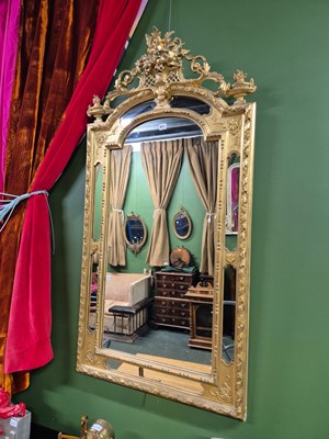 Lot 911 - A 19th century rectangular mirror within a...