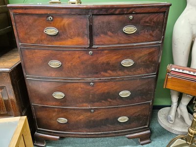 Lot 926 - A 19th century mahogany bow front chest of two...