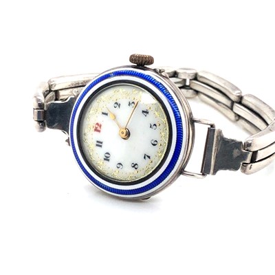 Lot 10 - A vintage hallmarked silver wristwatch on an...