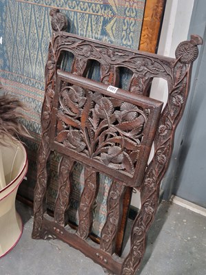 Lot 1001 - An antique carved oak small folio or book stand.