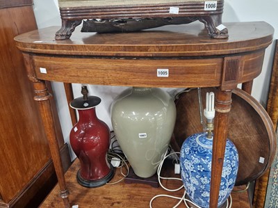 Lot 1005 - A late Georgian mahogany and inlaid foldover...