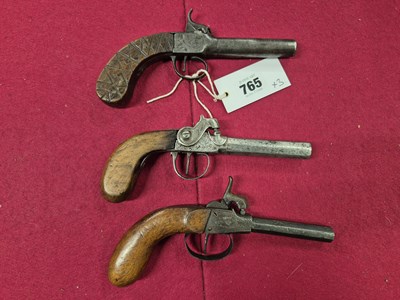 Lot 765 - three 19th-century percussion pocket pistols...