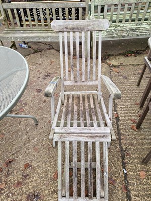 Lot 706 - A Vintage Weathered Teak folding steamer/ deck...