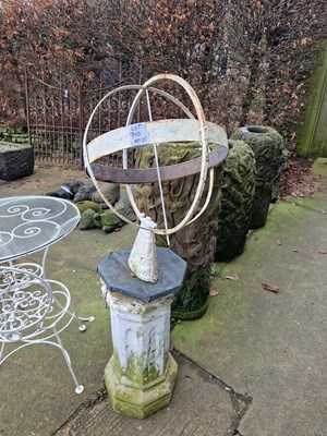 Lot 710 - A vintage weathered sundial of armillary...