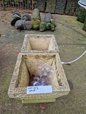Lot 712 - A pair of square-form garden /terrace planters