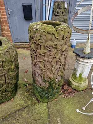 Lot 713 - A Tall far eastern stone terrace vase/ planter,...