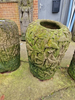 Lot 714 - A Tall far eastern stone terrace vase/ planter,...