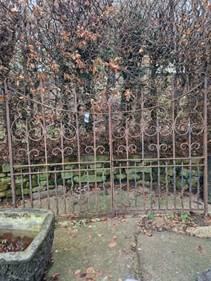 Lot 722 - A pair of wrought iron driveway gates. Each...