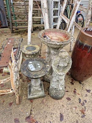 Lot 738a - A stoneware three graces bird bath, two...