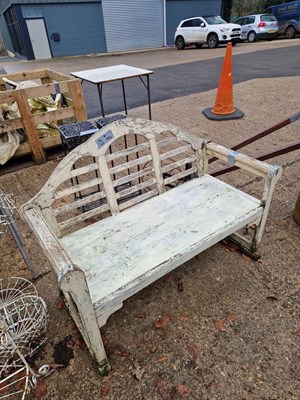 Lot 751a - A vintage cream panted garden bench. H 90 W...