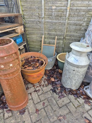 Lot 758 - Various garden planters and a glass wash board.