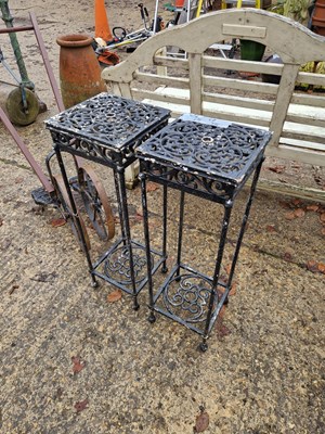 Lot 760c - two decorative alloy 2 tier plant stands.