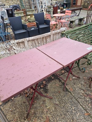 Lot 760d - a pair of folding metal tables