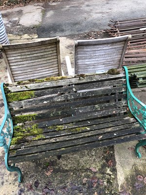 Lot 758b - A garden bench with cast metal ends for...