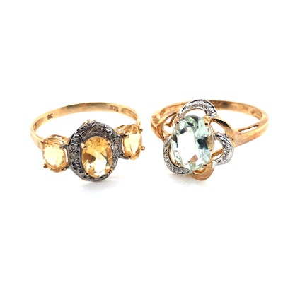 Lot 109 - Two gem-set dress rings. Unhallmarked, stamped...