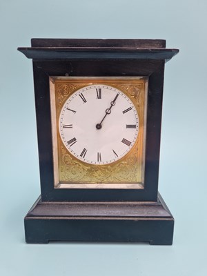 Lot 828 - A 19th-century small ebonised case mantle or...