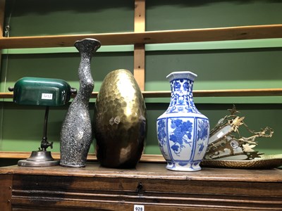 Lot 2033 - A students table lamp, a ceiling lantern, a...