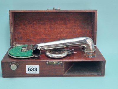 Lot 633 - A Rare Terpophon miniature portable key wound...