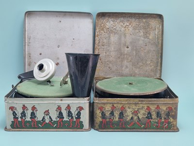 Lot 634 - Two Bing Pygmyphone miniature portable...